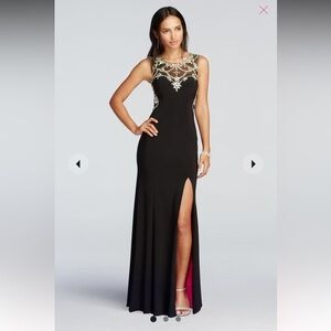 BETSY & ADAM ILLUSION LOW BACK PROM DRESS WITH CRYSTAL BEADING - Size 2 SKU:340